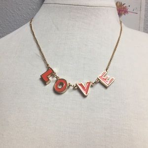 Coral & Gold Color LOVE Necklace.
